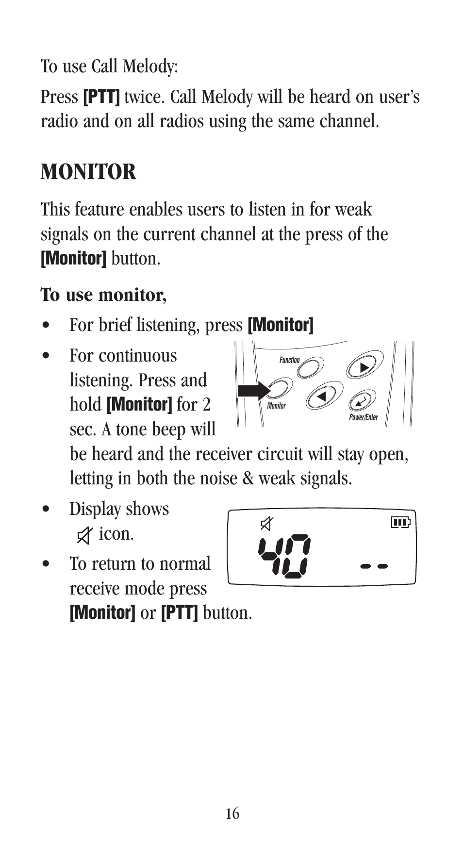 Monitor | Uniden UH-048XR User Manual | Page 19 / 32