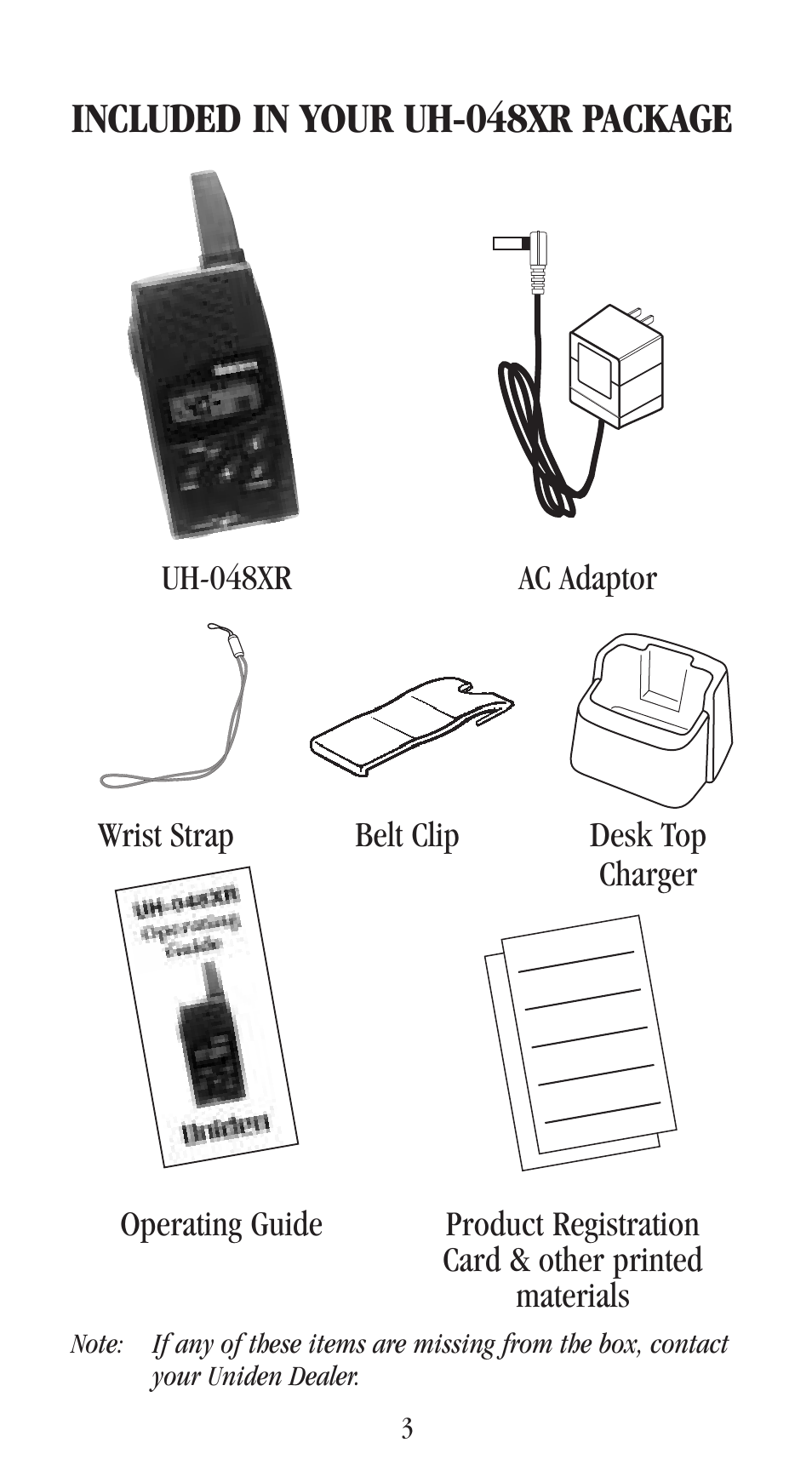 Included in your uh-048xr package | Uniden UH-048XR User Manual | Page 6 / 32