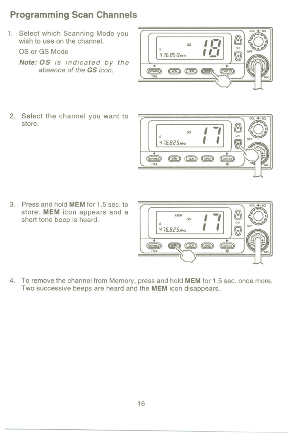 Programming scan channels | Uniden UH-100 User Manual | Page 17 / 52