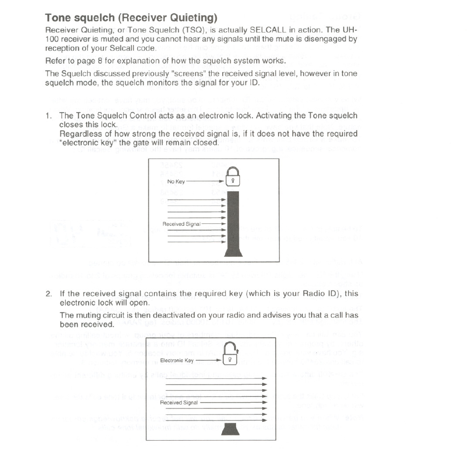 Tone squelch (receiver quieting) | Uniden UH-100 User Manual | Page 30 / 52
