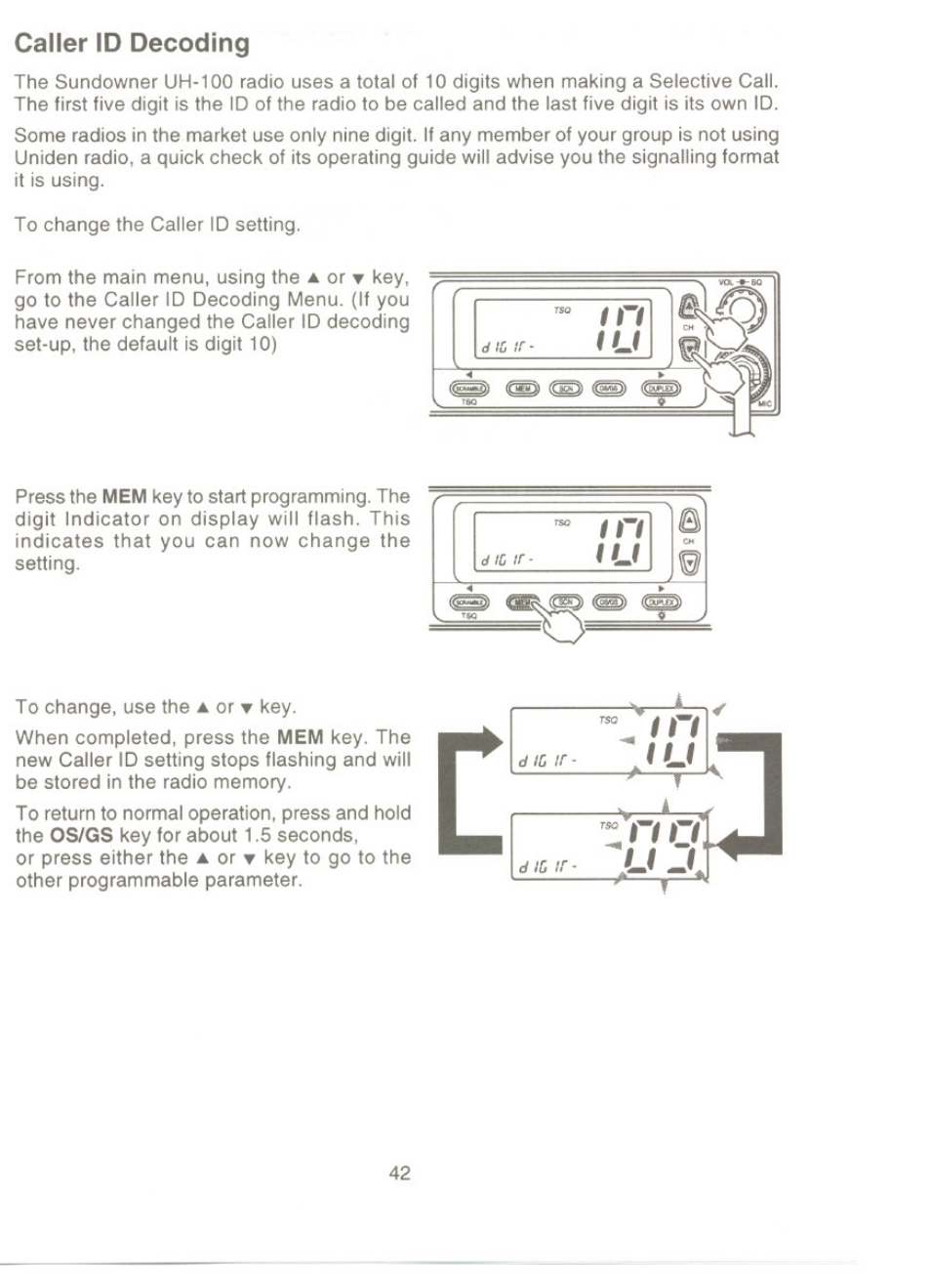 Caller id decoding | Uniden UH-100 User Manual | Page 43 / 52