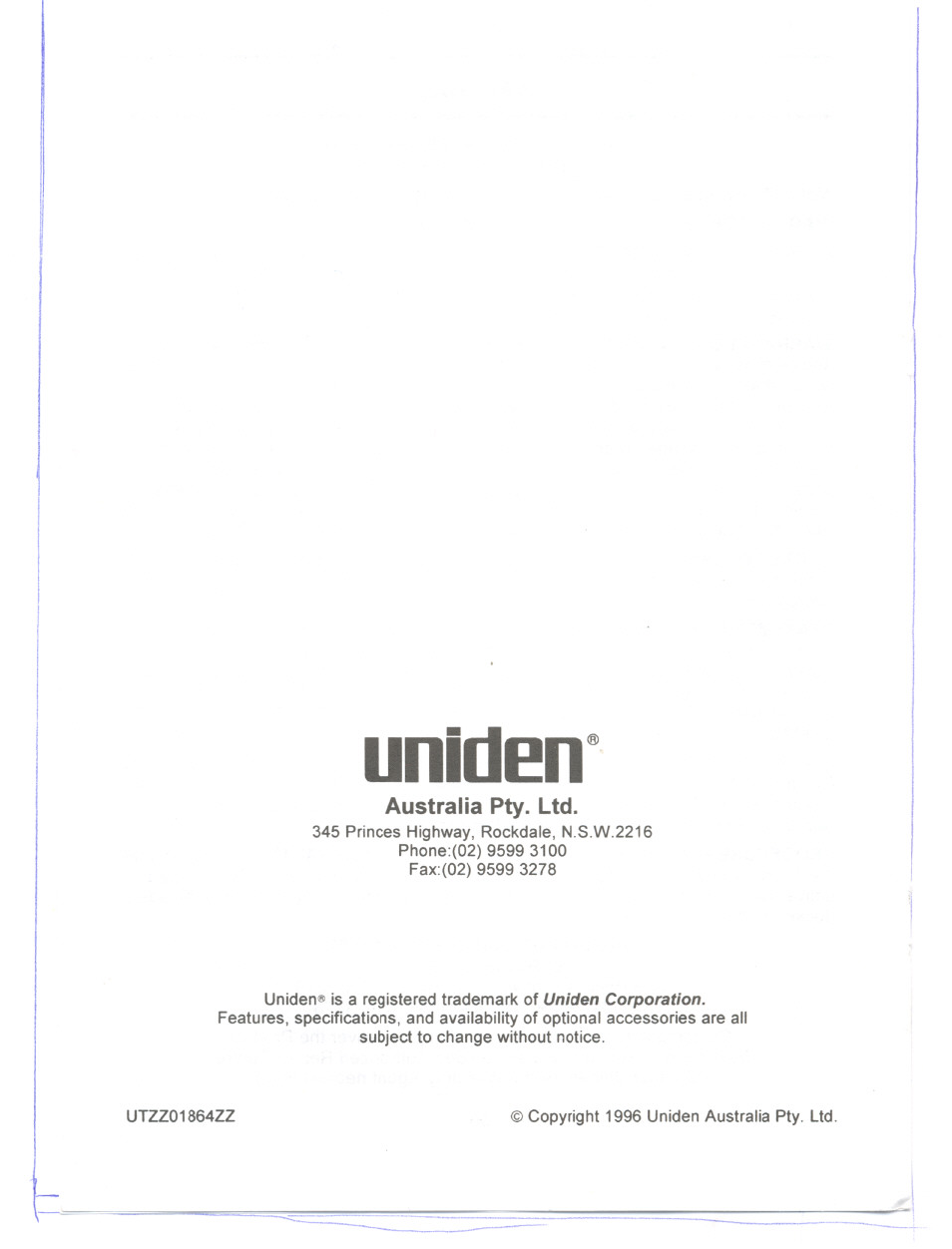 Uniden | Uniden UH-100 User Manual | Page 52 / 52