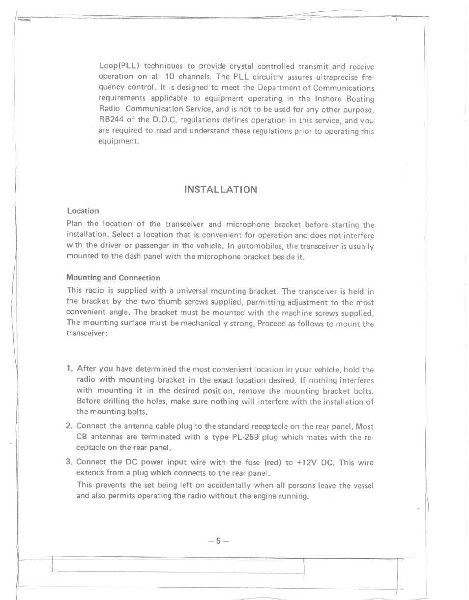 Installation | Uniden MC-4700 User Manual | Page 6 / 12