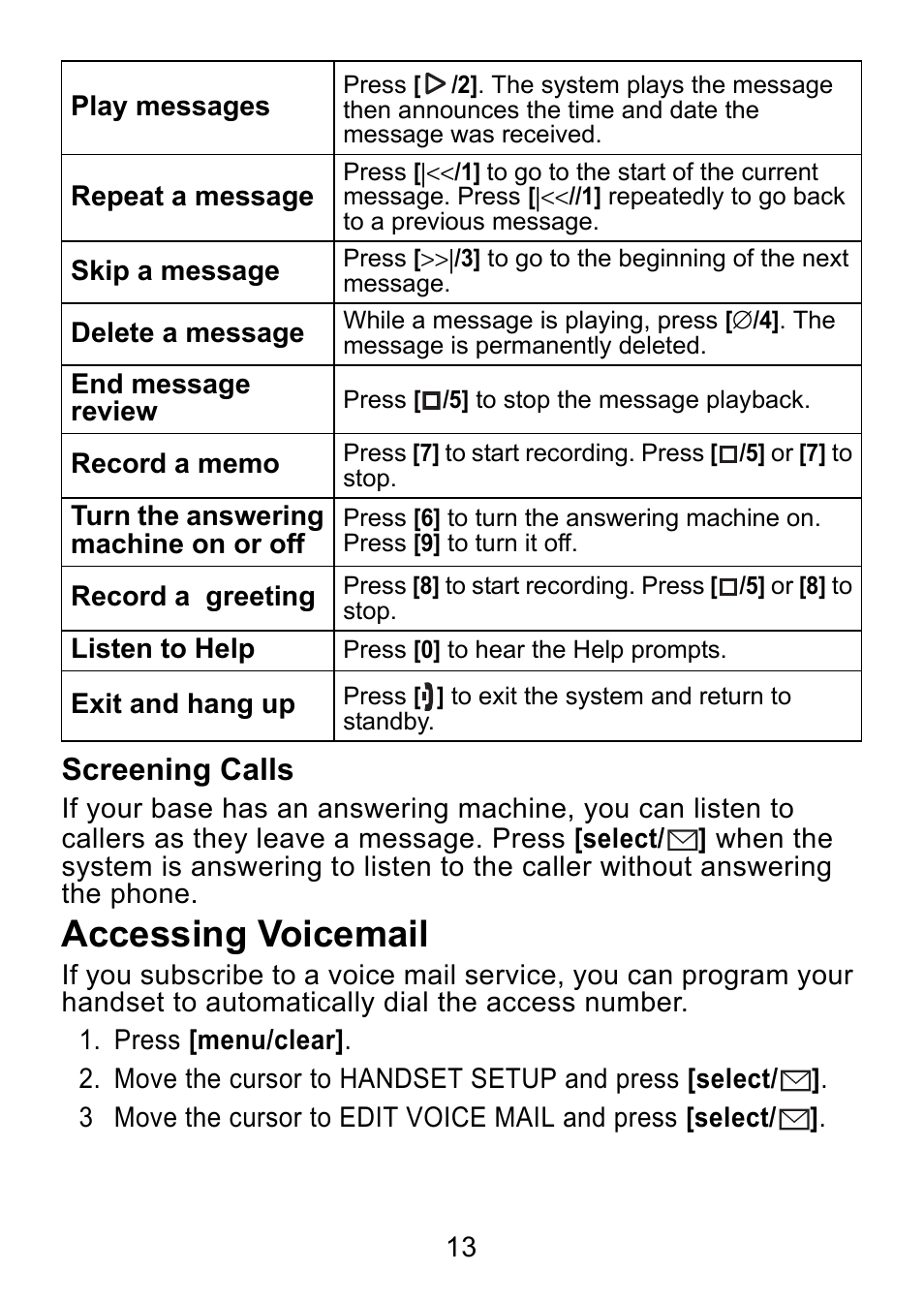 Screening calls, Accessing voicemail | Uniden DCX750 User Manual | Page 14 / 20