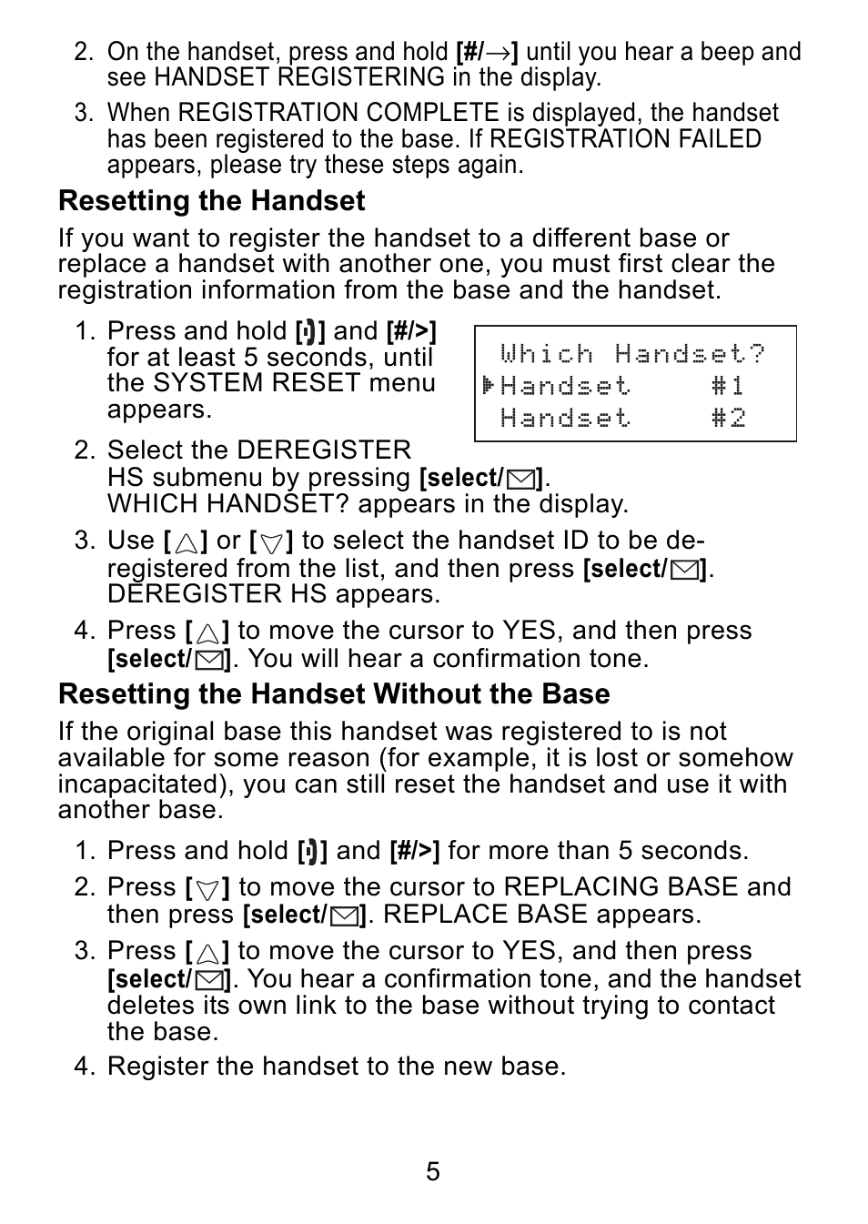 Resetting the handset, Resetting the handset without the base | Uniden DCX750 User Manual | Page 6 / 20