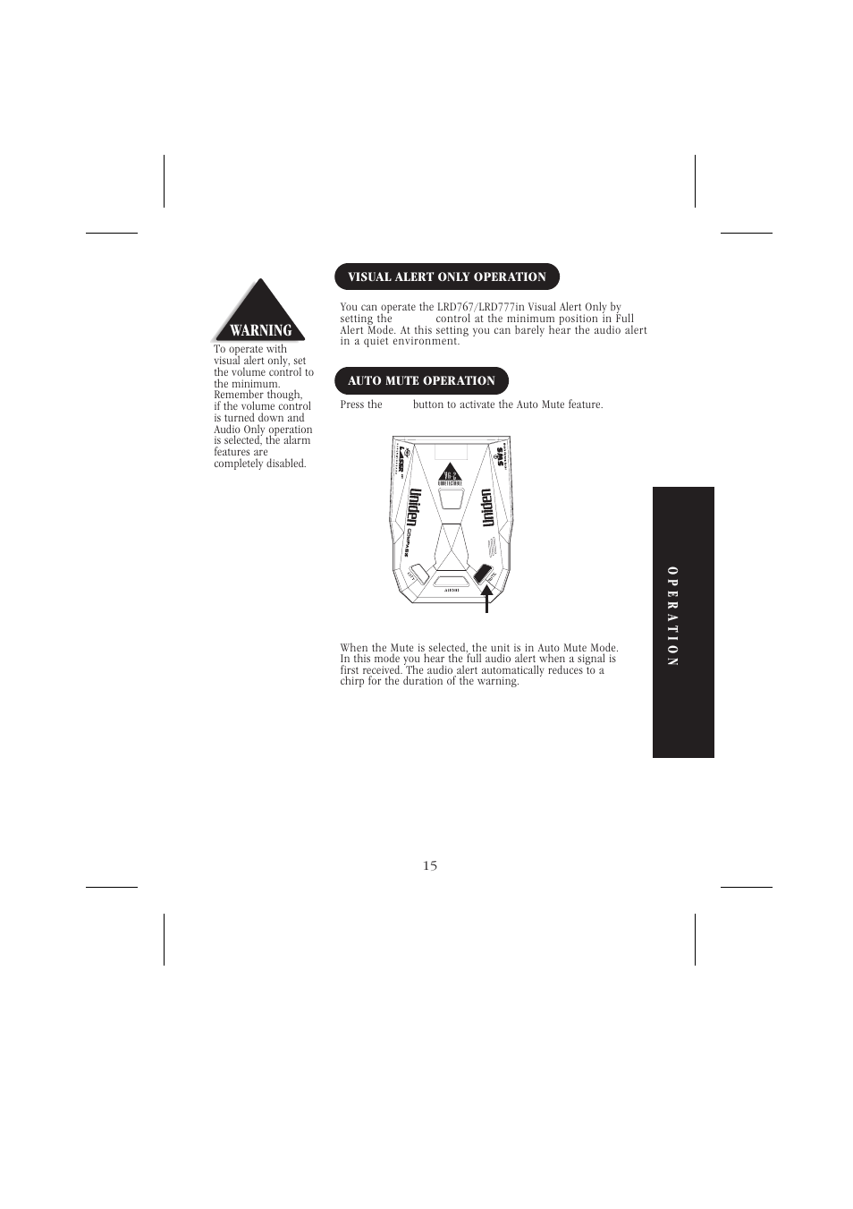 Warning | Uniden LRD 766 User Manual | Page 16 / 27