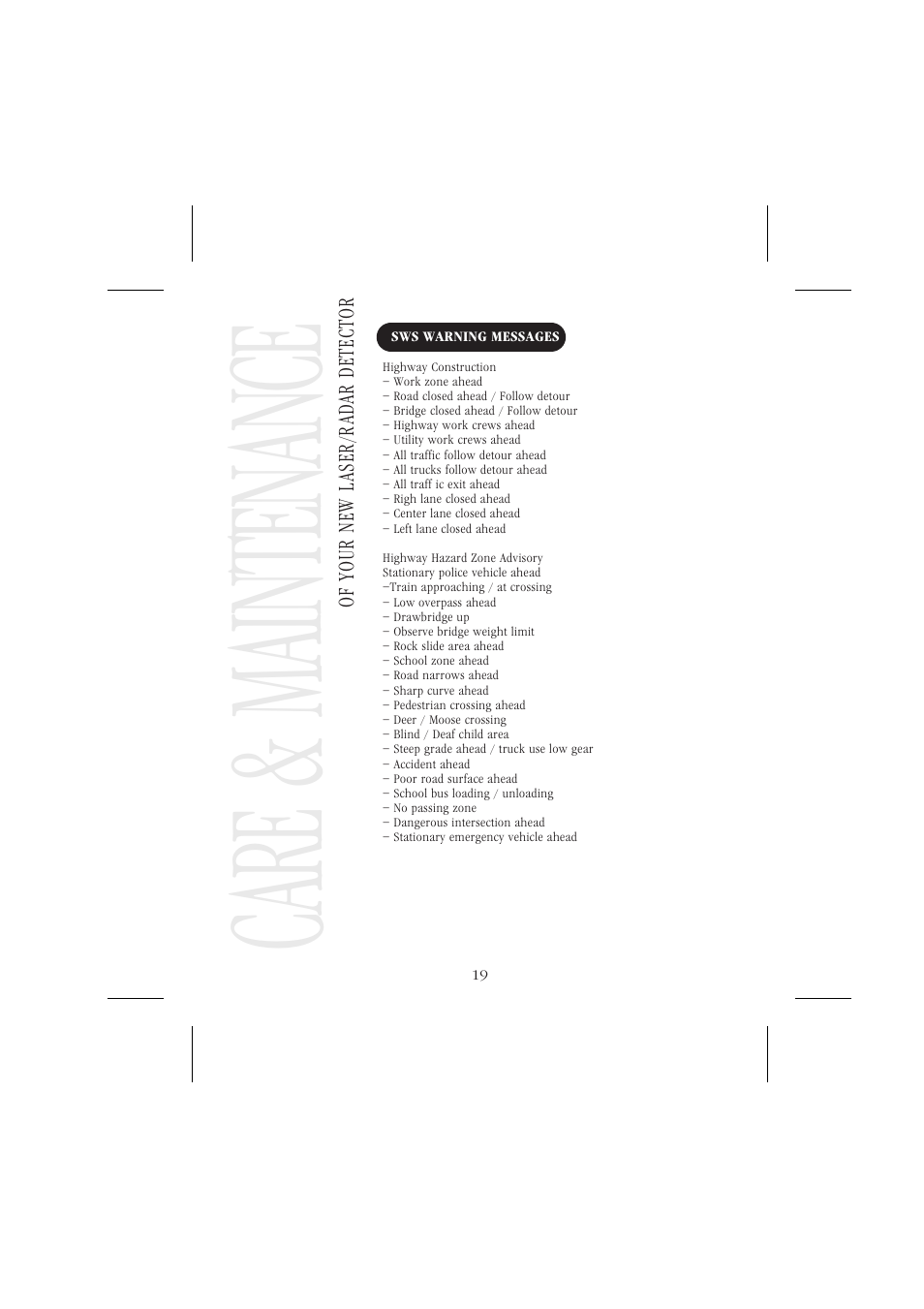 Care & mai ntenan ce | Uniden LRD 766 User Manual | Page 20 / 27