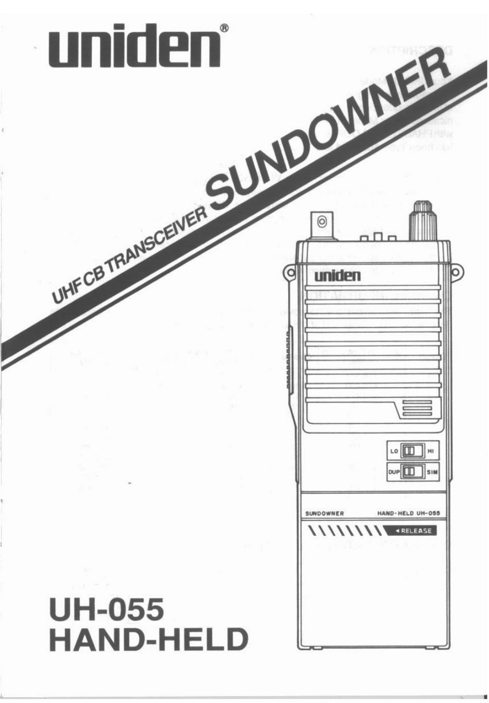 Uniden UH-055 User Manual | 12 pages