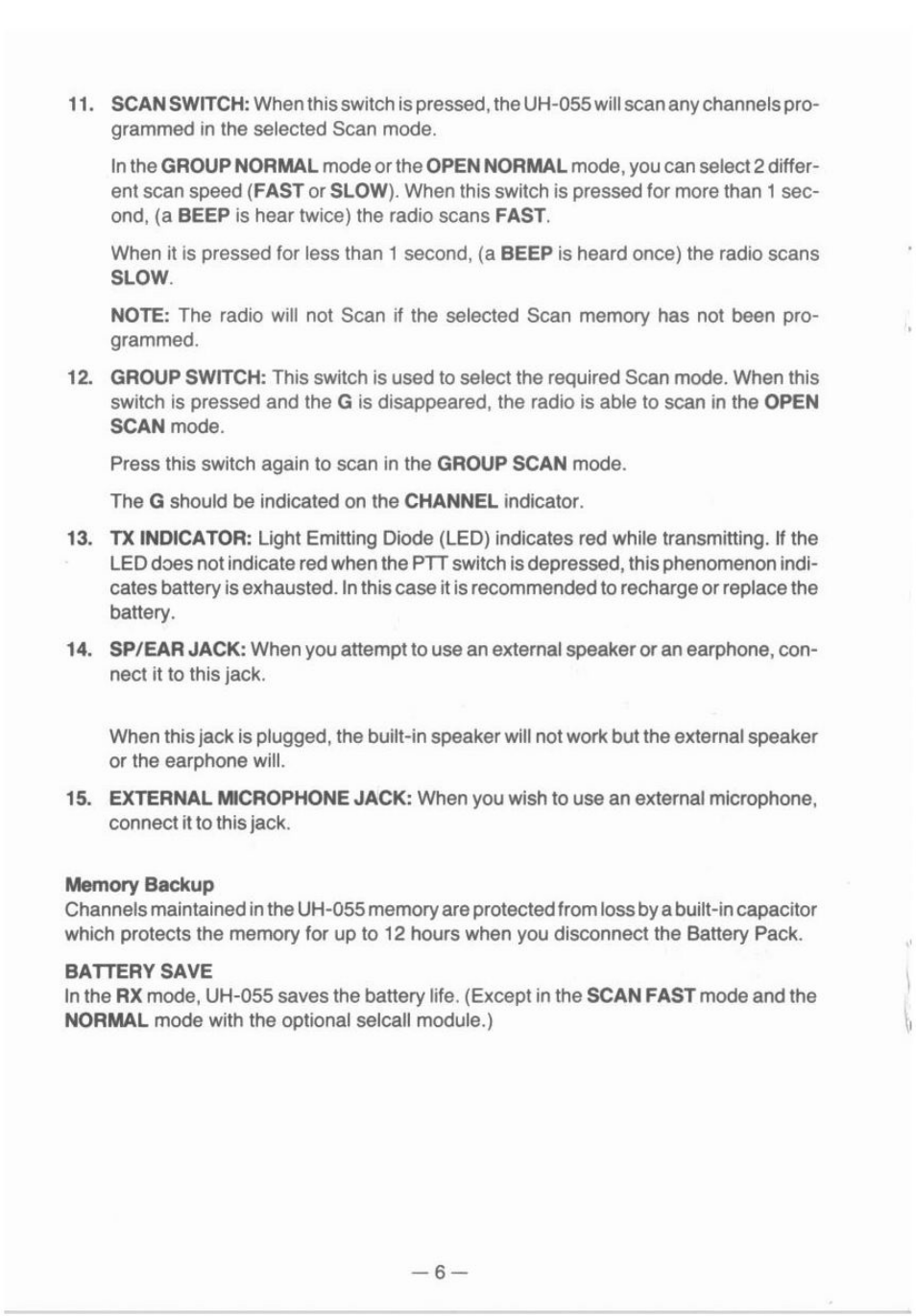 Uniden UH-055 User Manual | Page 6 / 12