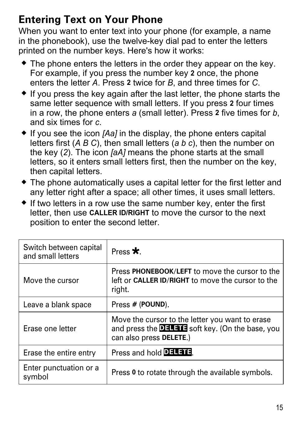 Entering text on your phone | Uniden DECT4086-4 User Manual | Page 17 / 52