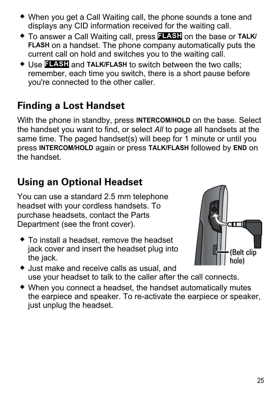 Finding a lost handset, Using an optional headset | Uniden DECT4086-4 User Manual | Page 27 / 52