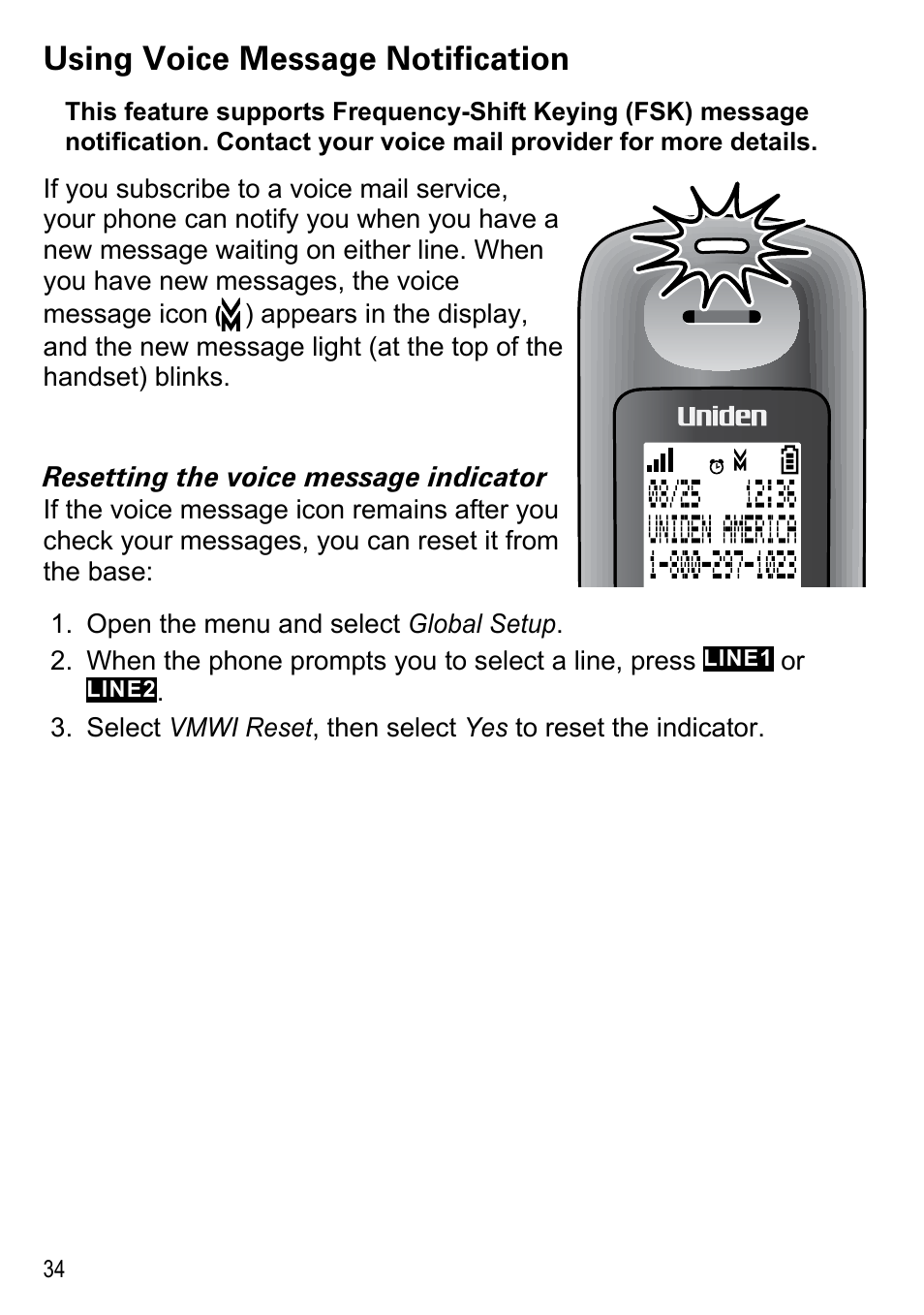 Using voice message notification | Uniden DECT4086-4 User Manual | Page 36 / 52