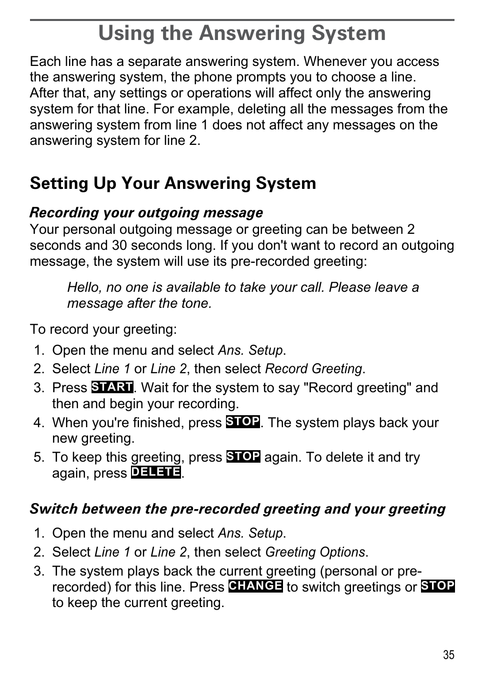 Using the answering system, Setting up your answering system | Uniden DECT4086-4 User Manual | Page 37 / 52