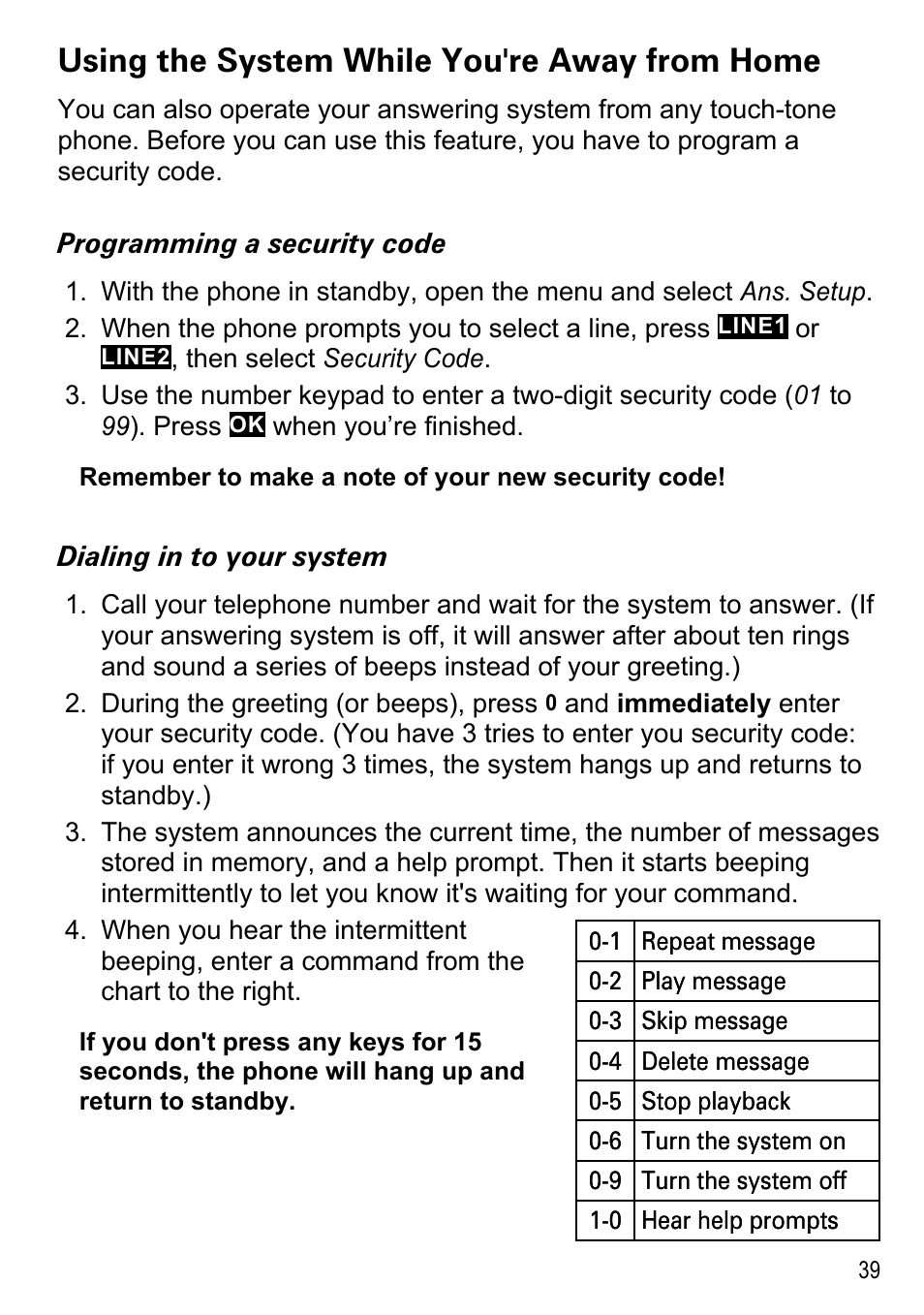 Using the system while you're away from home, Using the system while you're away, From home | Uniden DECT4086-4 User Manual | Page 41 / 52