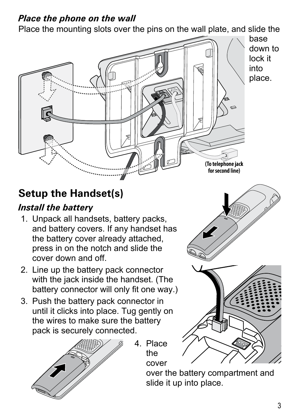 Setup the handset(s) | Uniden DECT4086-4 User Manual | Page 5 / 52