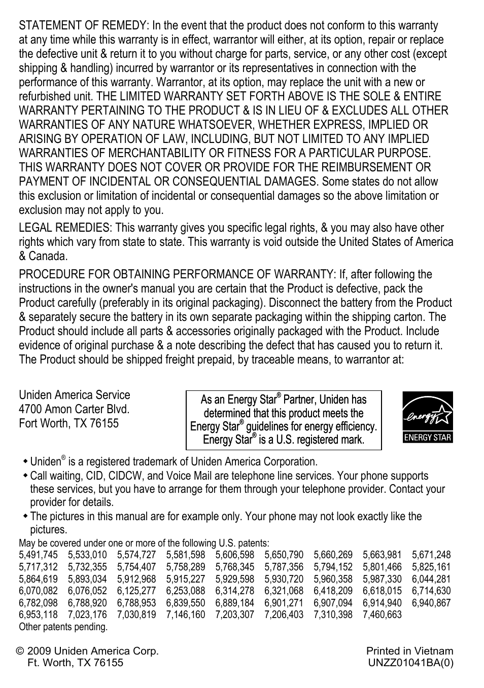 Uniden DECT4086-4 User Manual | Page 52 / 52