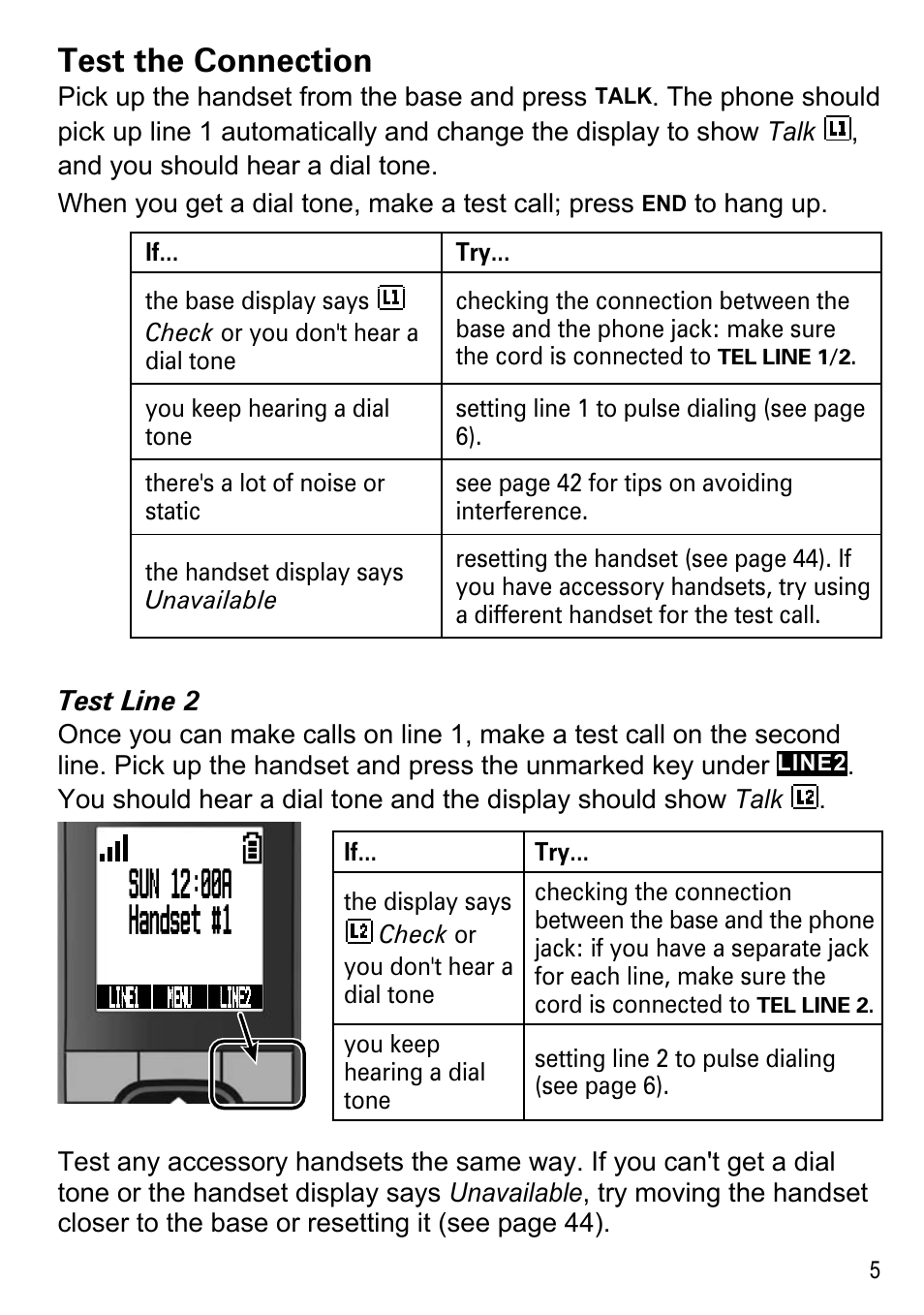 Test the connection | Uniden DECT4086-4 User Manual | Page 7 / 52