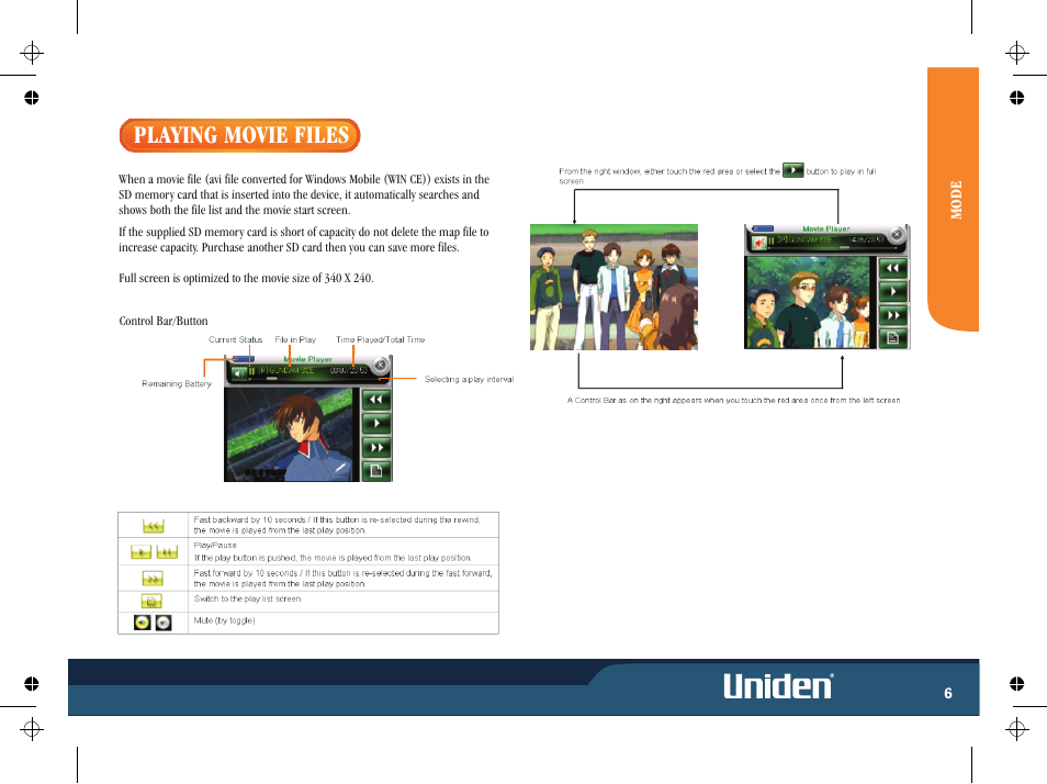 Playing movie files | Uniden GNS8365BT User Manual | Page 13 / 120