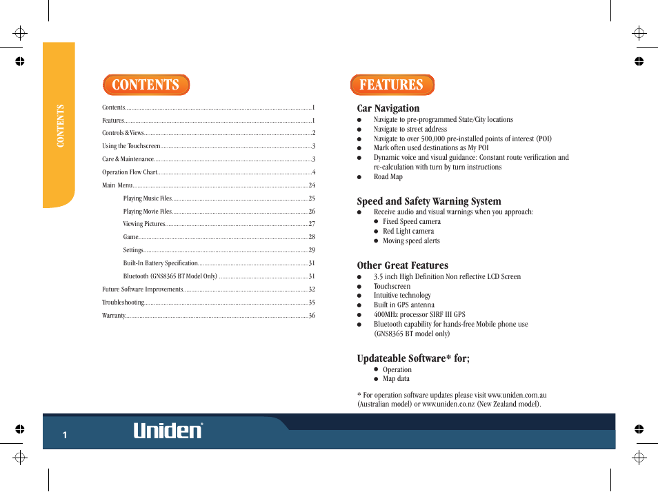 Uniden GNS8365BT User Manual | Page 8 / 120