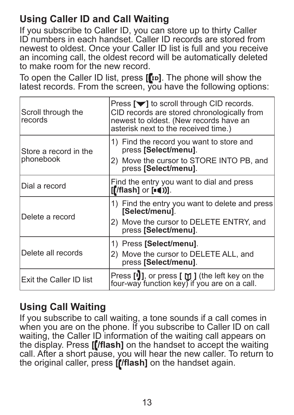 Using caller id and call waiting, Using call waiting | Uniden DCX300 Series User Manual | Page 14 / 24