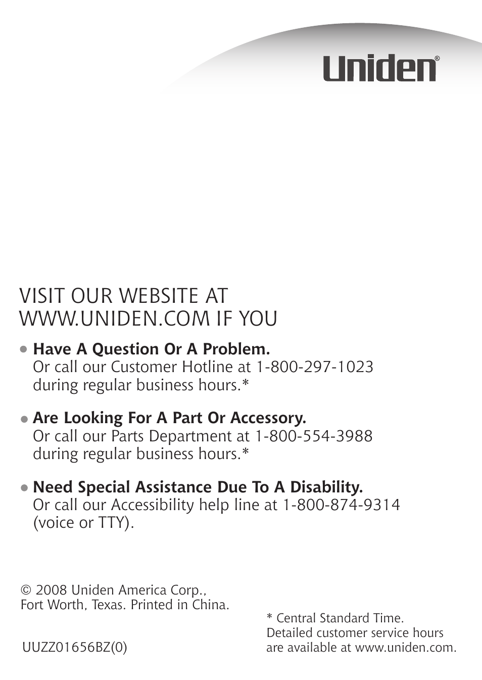 Uniden DCX300 Series User Manual | Page 24 / 24
