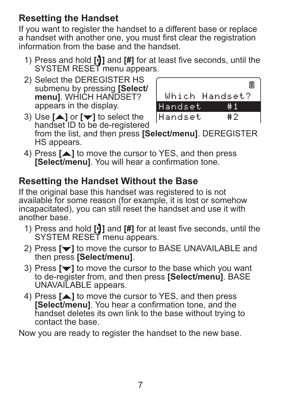 Resetting the handset, Resetting the handset without the base | Uniden DCX300 Series User Manual | Page 8 / 24