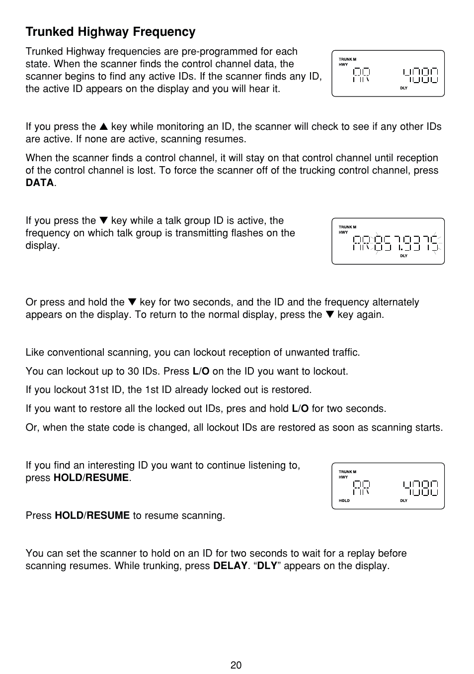 Trunked highway frequency | Uniden BCT8 User Manual | Page 24 / 68