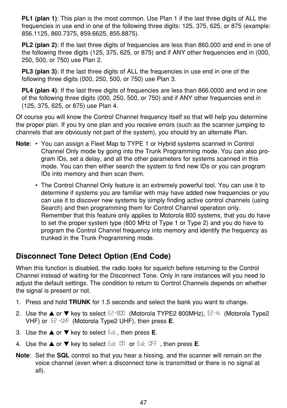 Disconnect tone detect option (end code) | Uniden BCT8 User Manual | Page 51 / 68