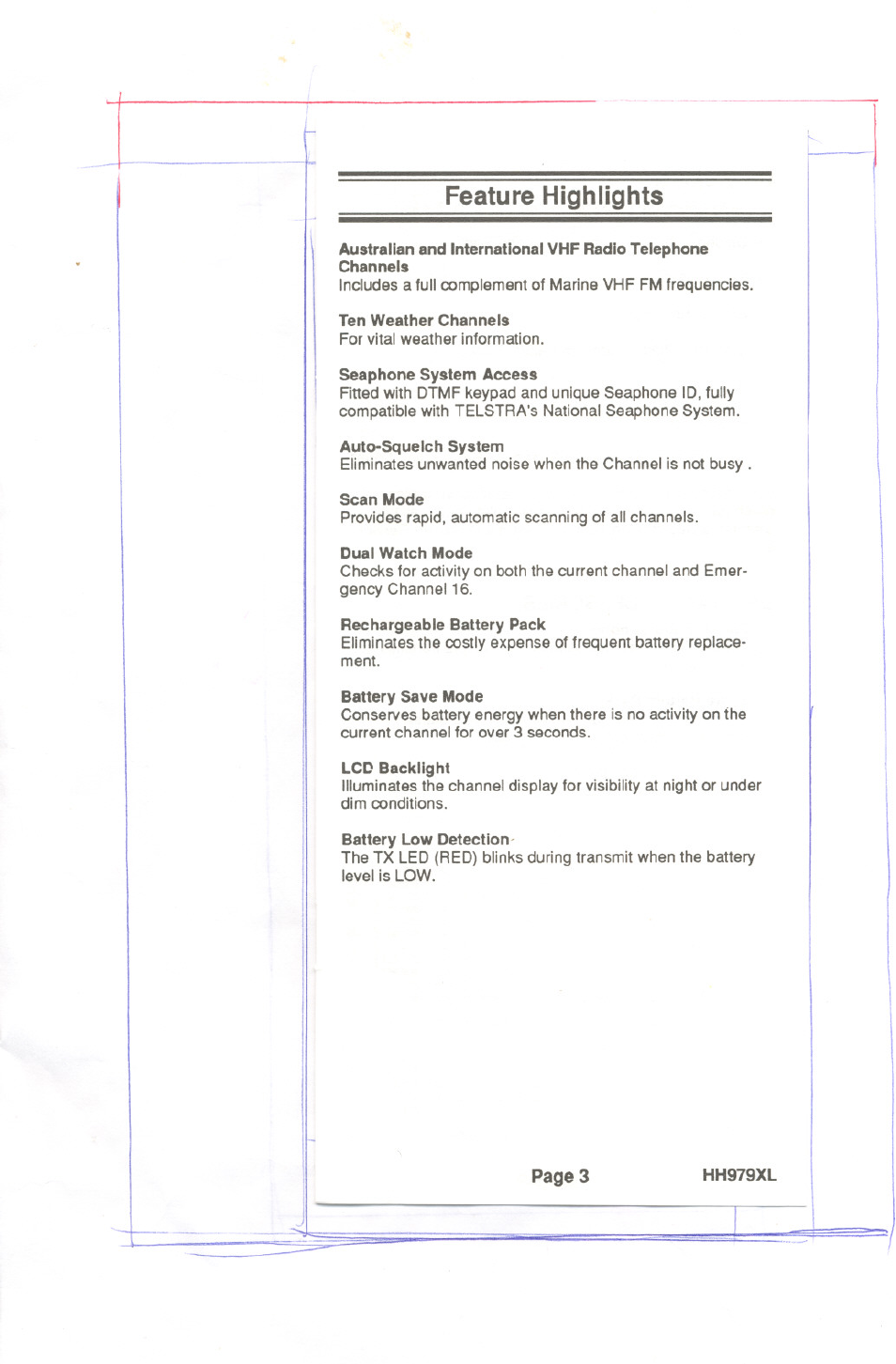 Feature highlights, Faatura highlights | Uniden HH979XL User Manual | Page 5 / 32