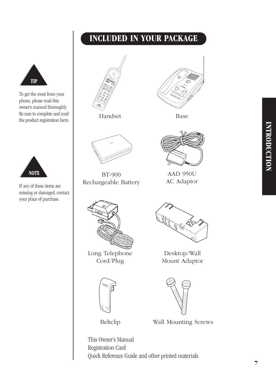 Included in your package, Introduction | Uniden DGMax DGA940 User Manual | Page 10 / 42