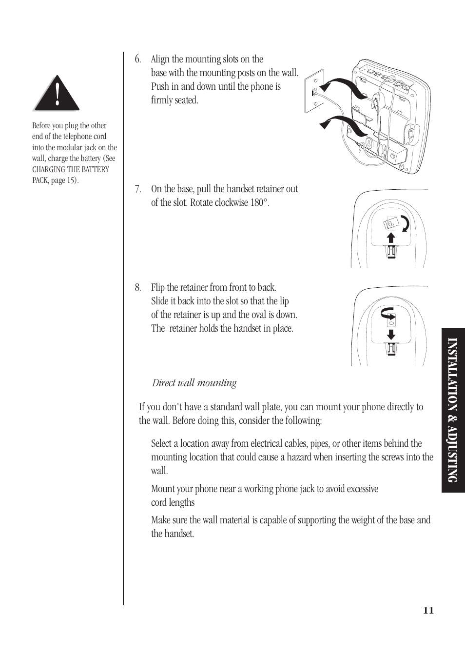 Inst alla tion & adjusting | Uniden DGMax DGA940 User Manual | Page 14 / 42