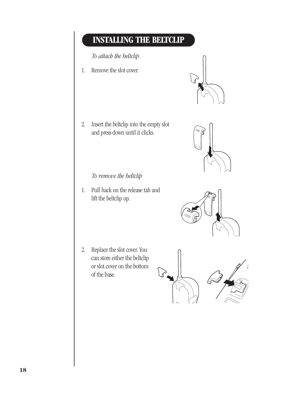 Installing the beltclip | Uniden DGMax DGA940 User Manual | Page 21 / 42