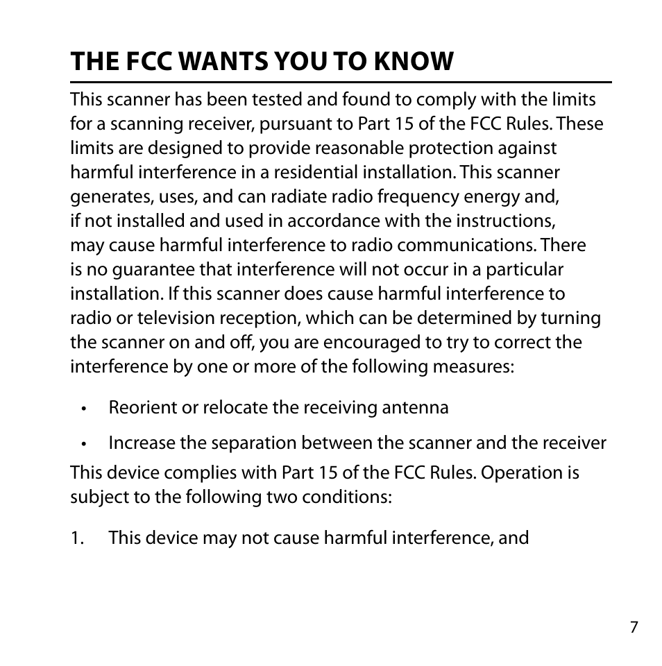 The fcc wants you to know | Uniden BC355C User Manual | Page 7 / 68