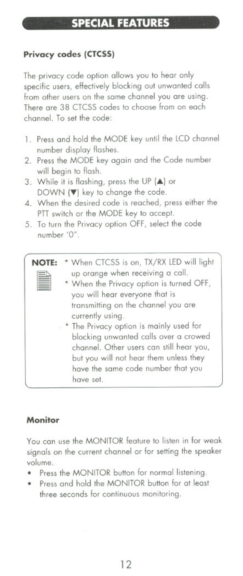 Special features | Uniden POCKET MAX UHO45XR User Manual | Page 12 / 20