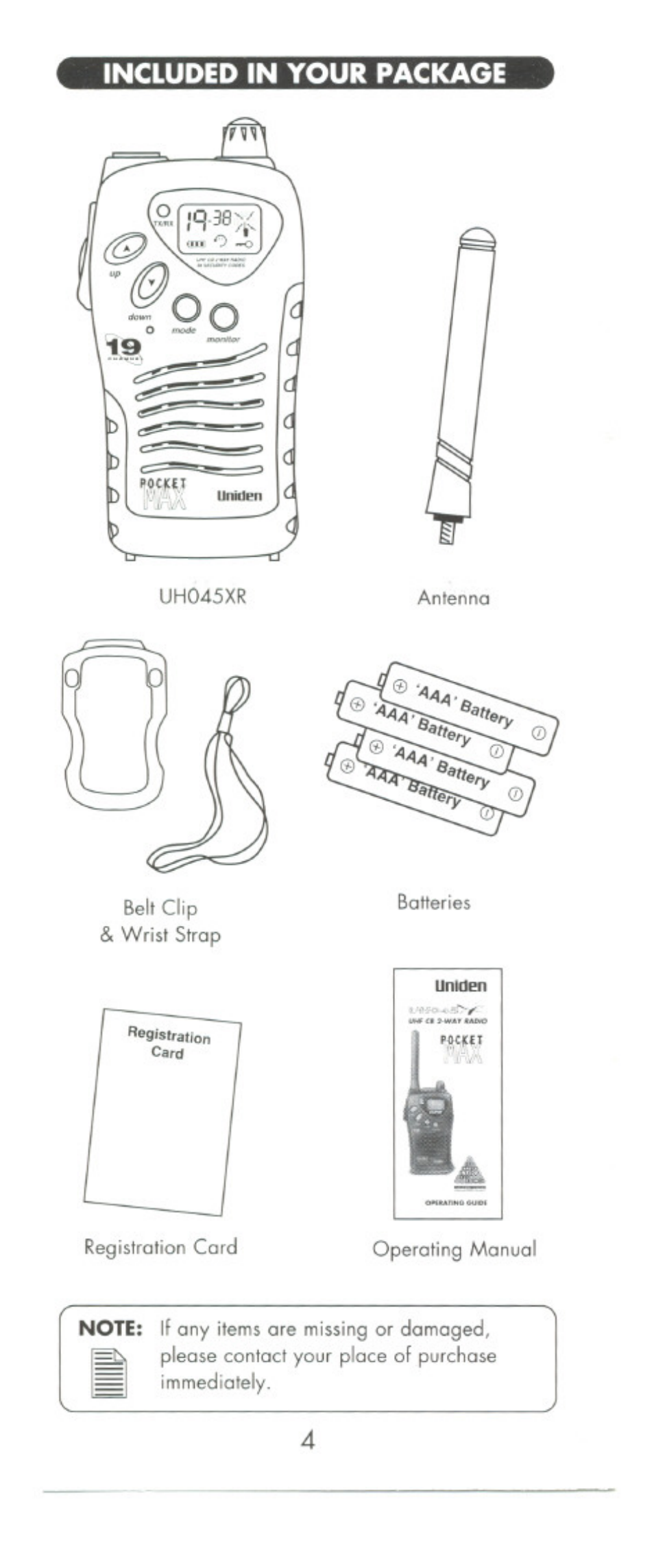 Uniden POCKET MAX UHO45XR User Manual | Page 4 / 20