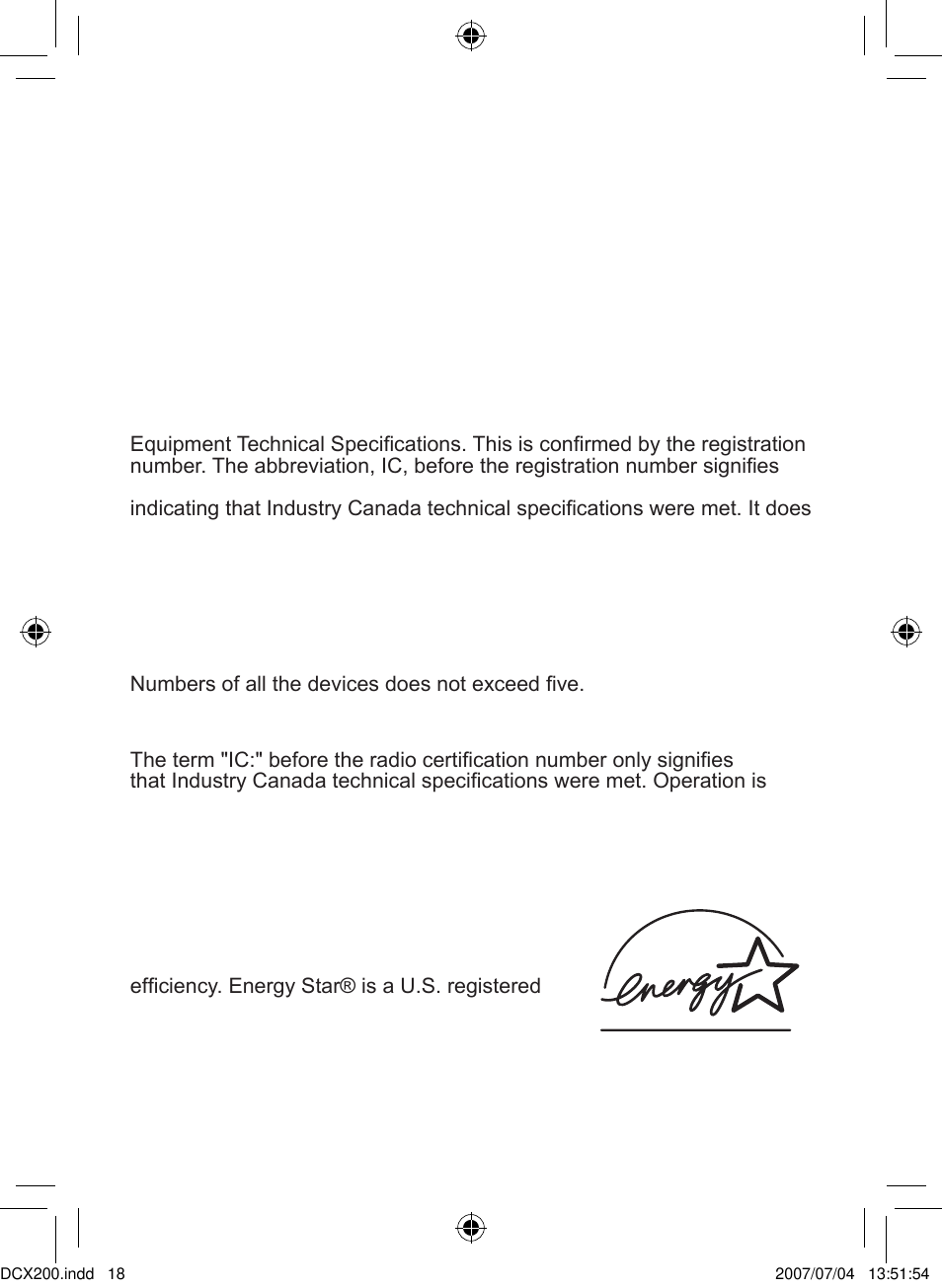 I.c. notice, Terminal equipment, Radio equipment | Uniden DCX200 Series User Manual | Page 19 / 24