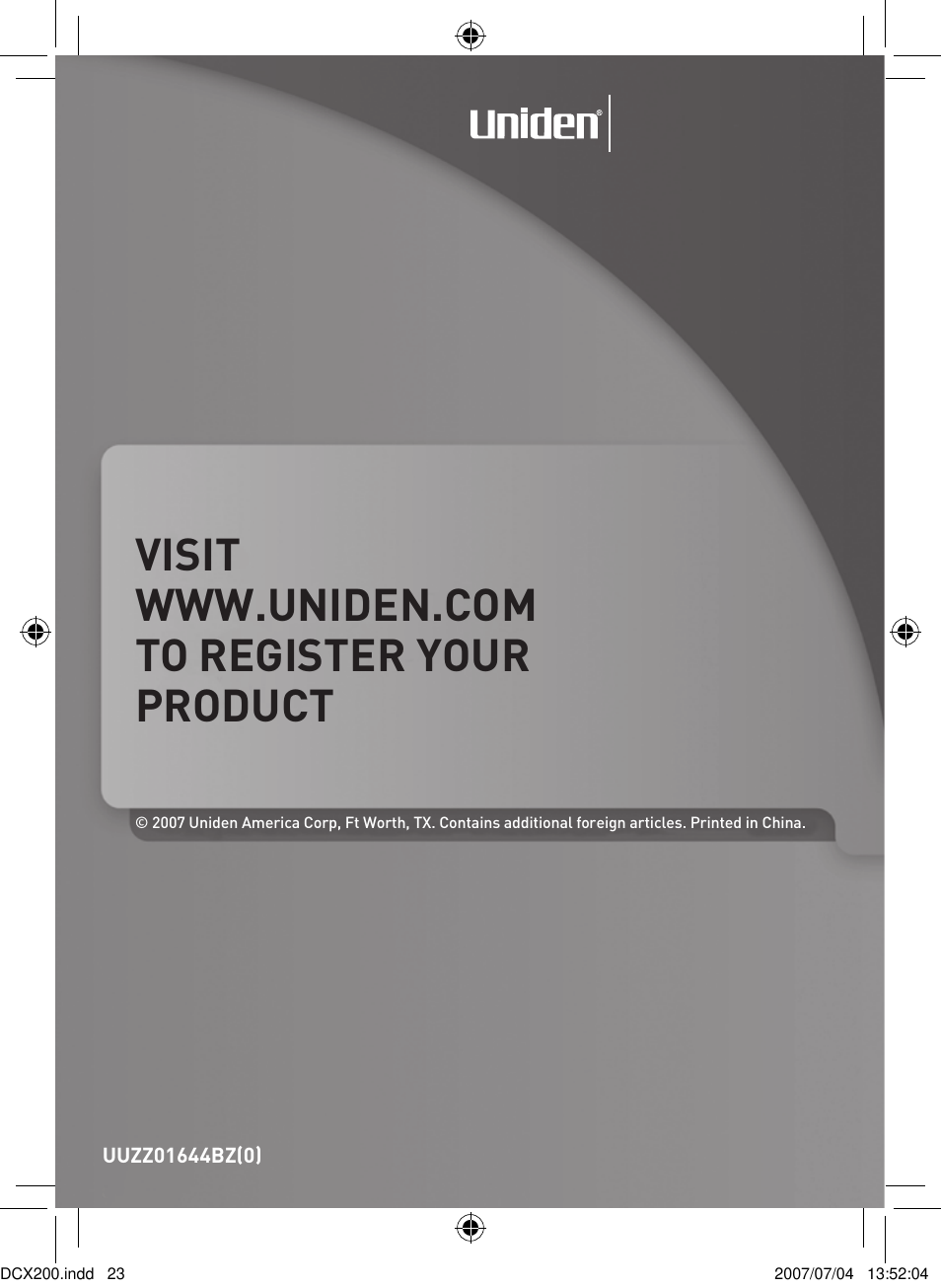 Uniden DCX200 Series User Manual | Page 24 / 24