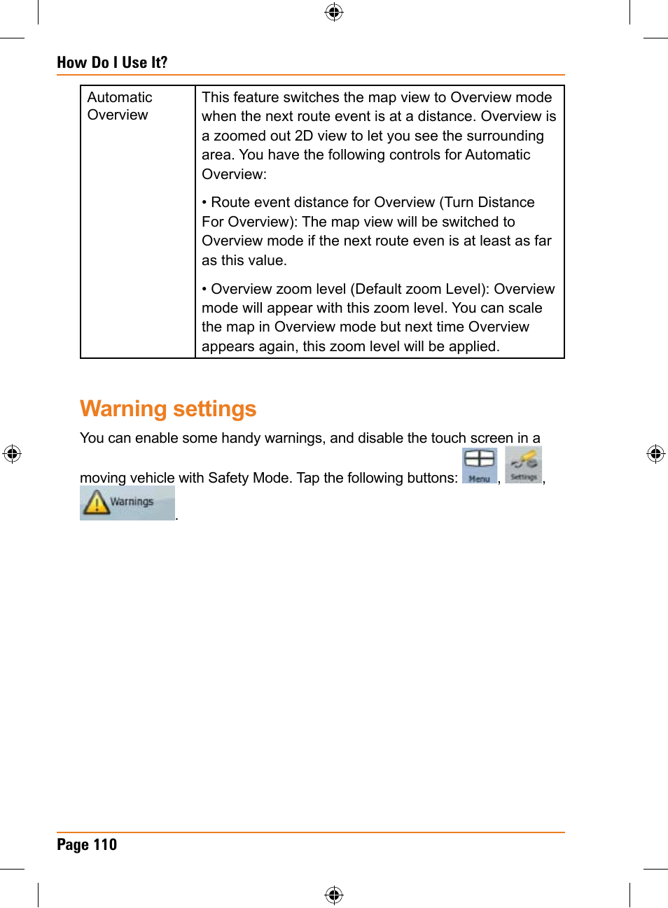 Warning settings | Uniden TRAX436 User Manual | Page 110 / 132