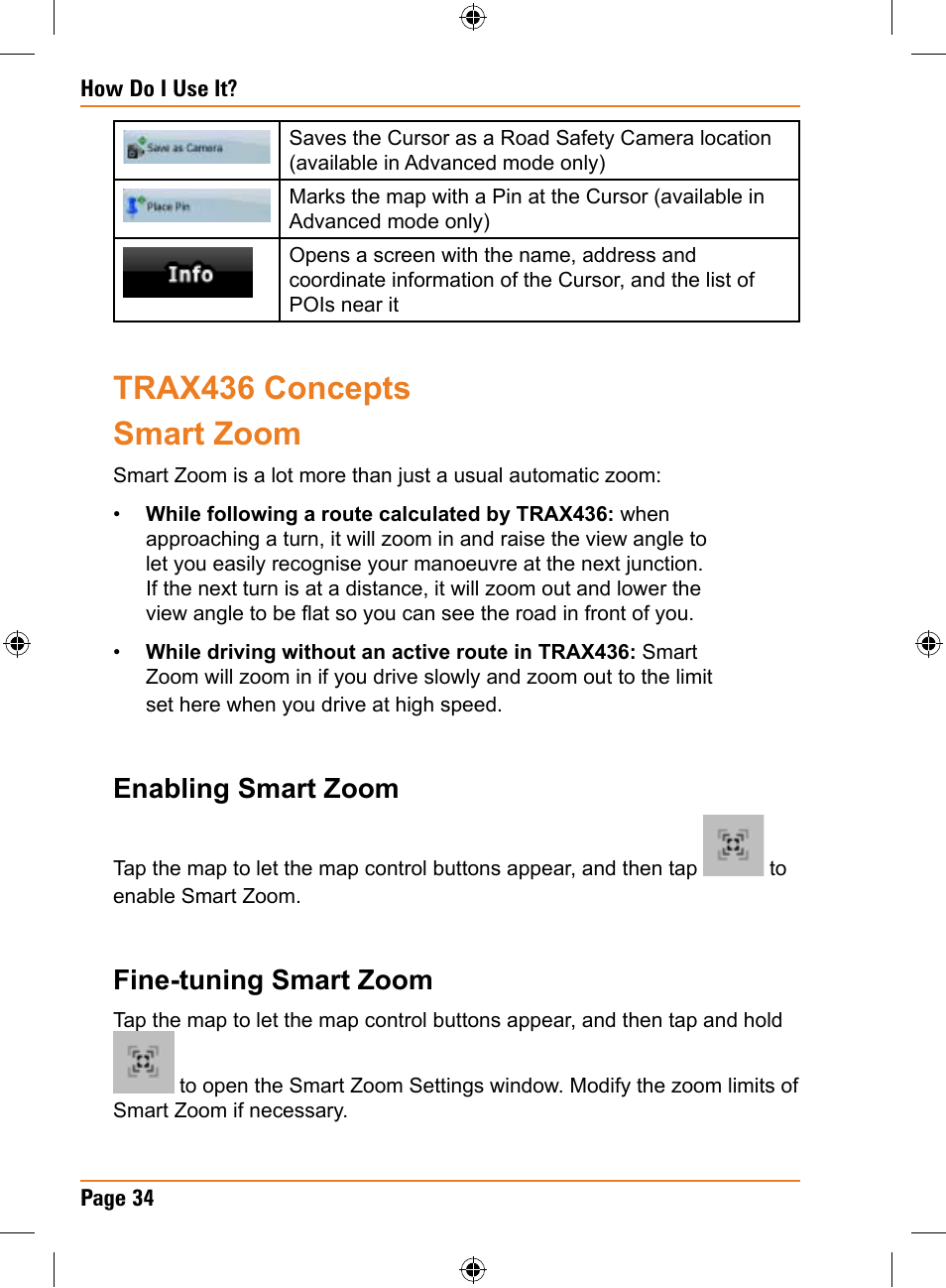 Trax436 concepts smart zoom, Enabling smart zoom, Fine-tuning smart zoom | Uniden TRAX436 User Manual | Page 34 / 132