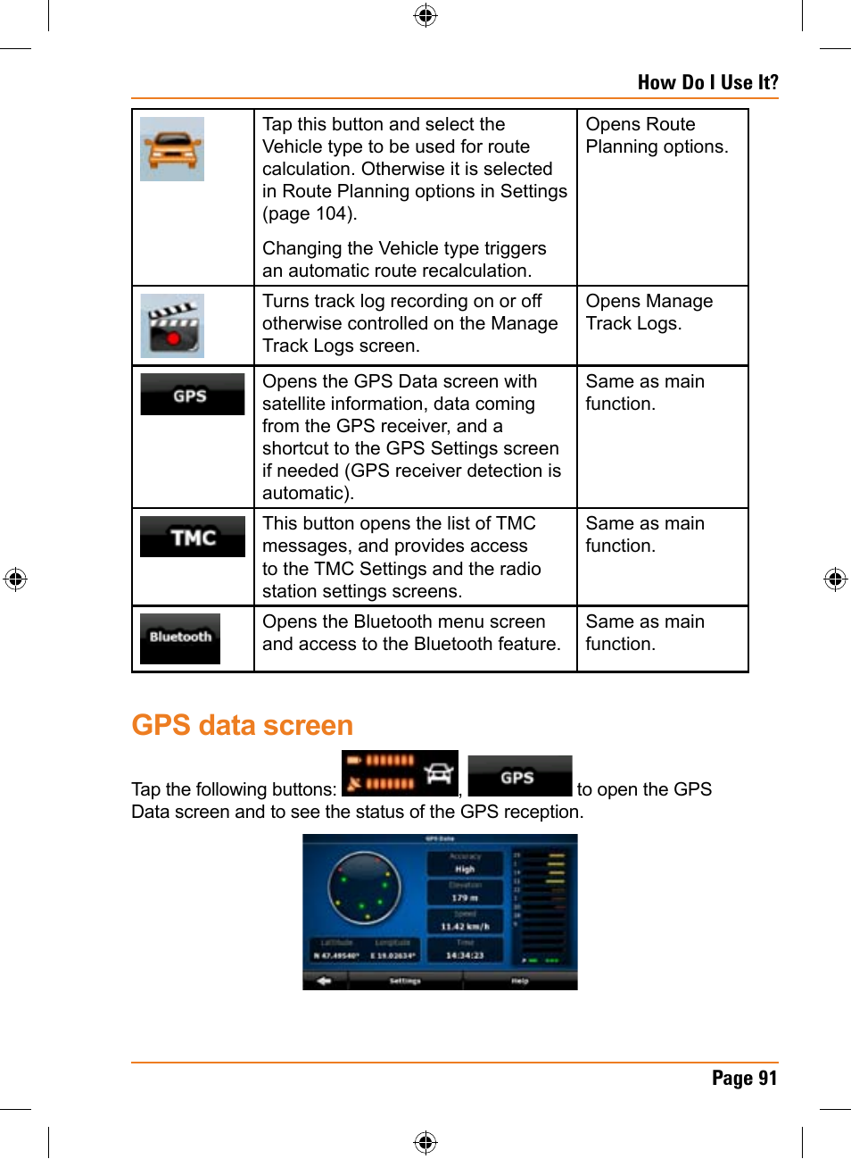 Gps data screen | Uniden TRAX436 User Manual | Page 91 / 132