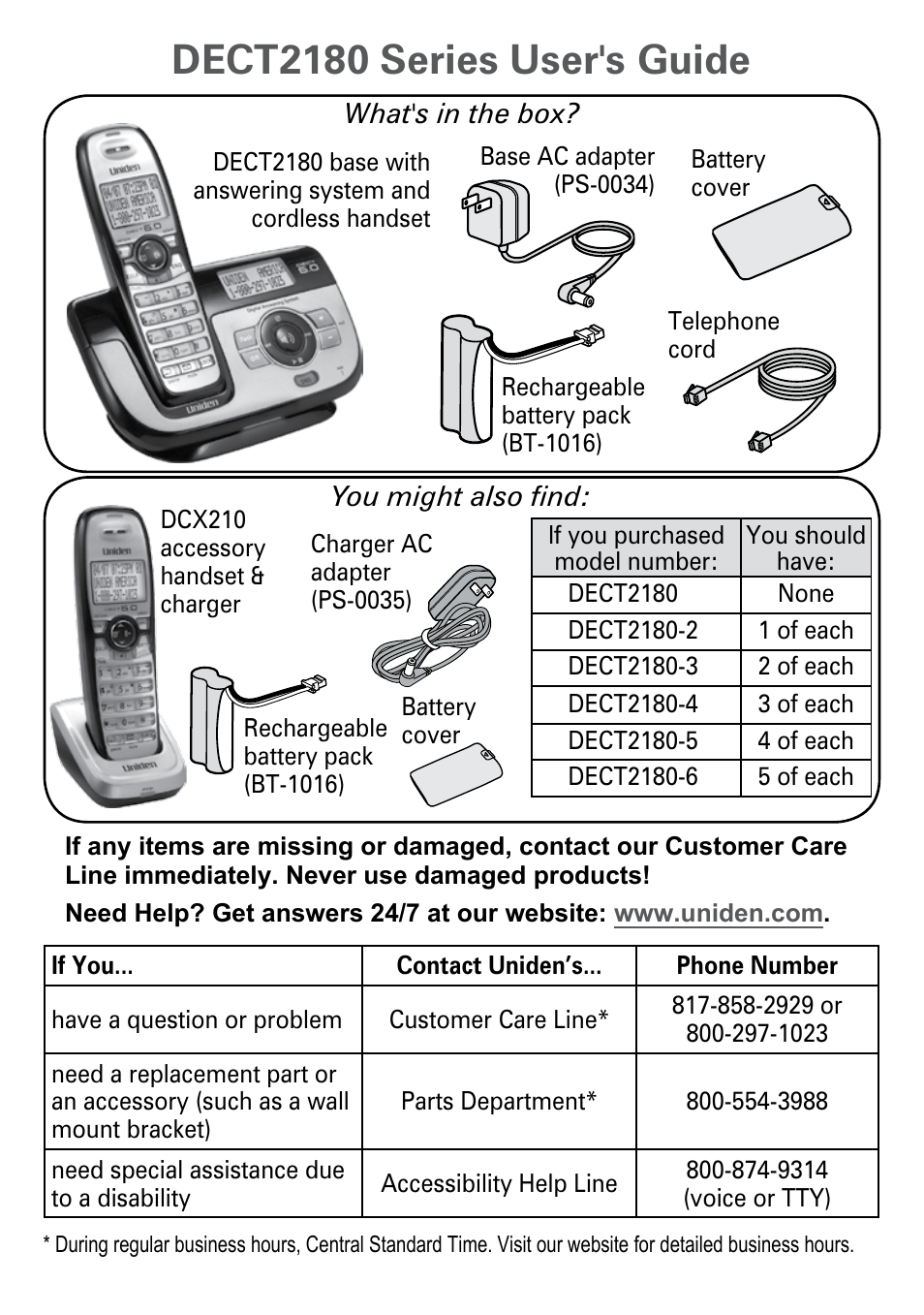 Uniden DECT2180 Series User Manual | 32 pages