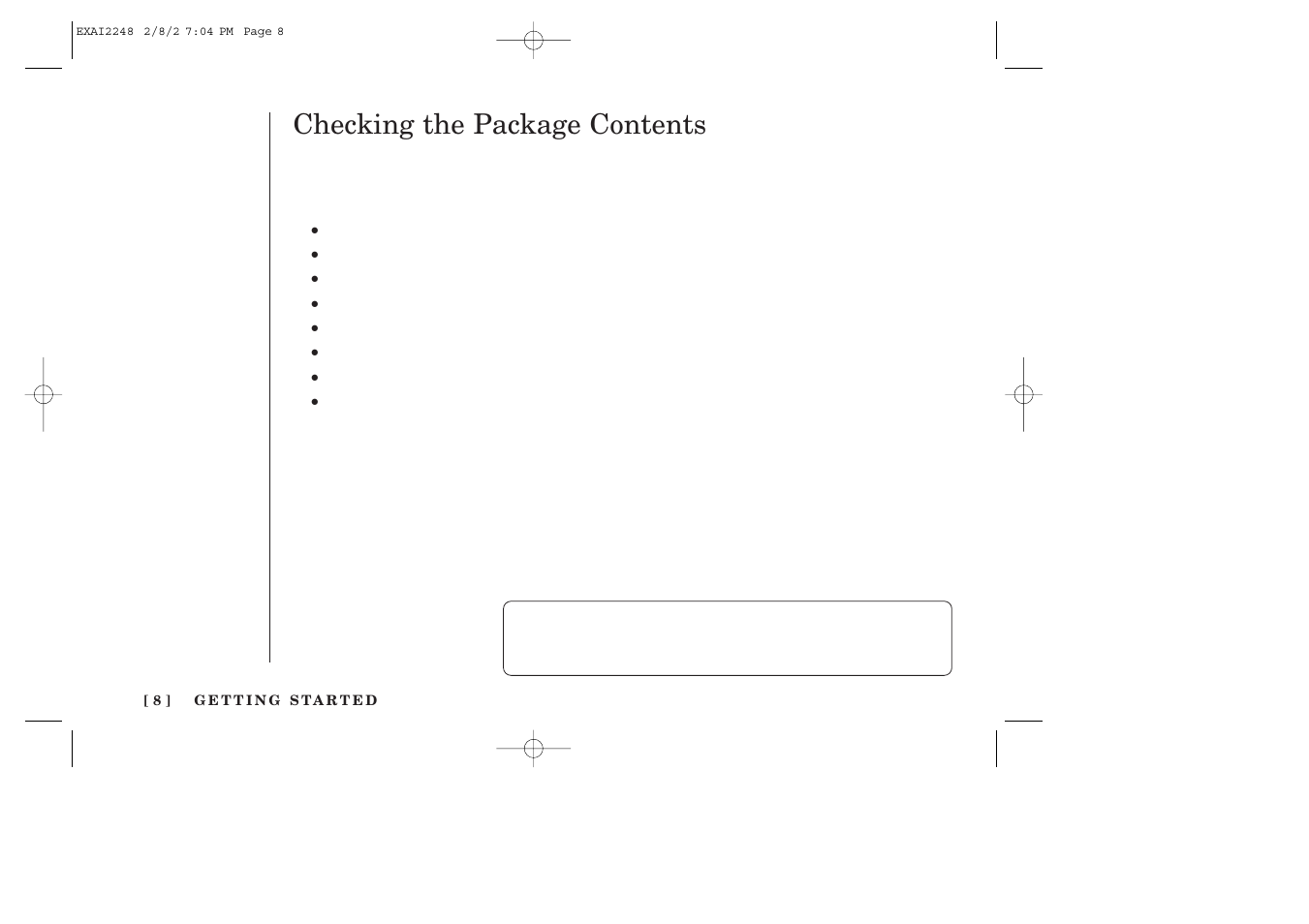 Checking the package contents | Uniden EXAI2248 series User Manual | Page 10 / 68