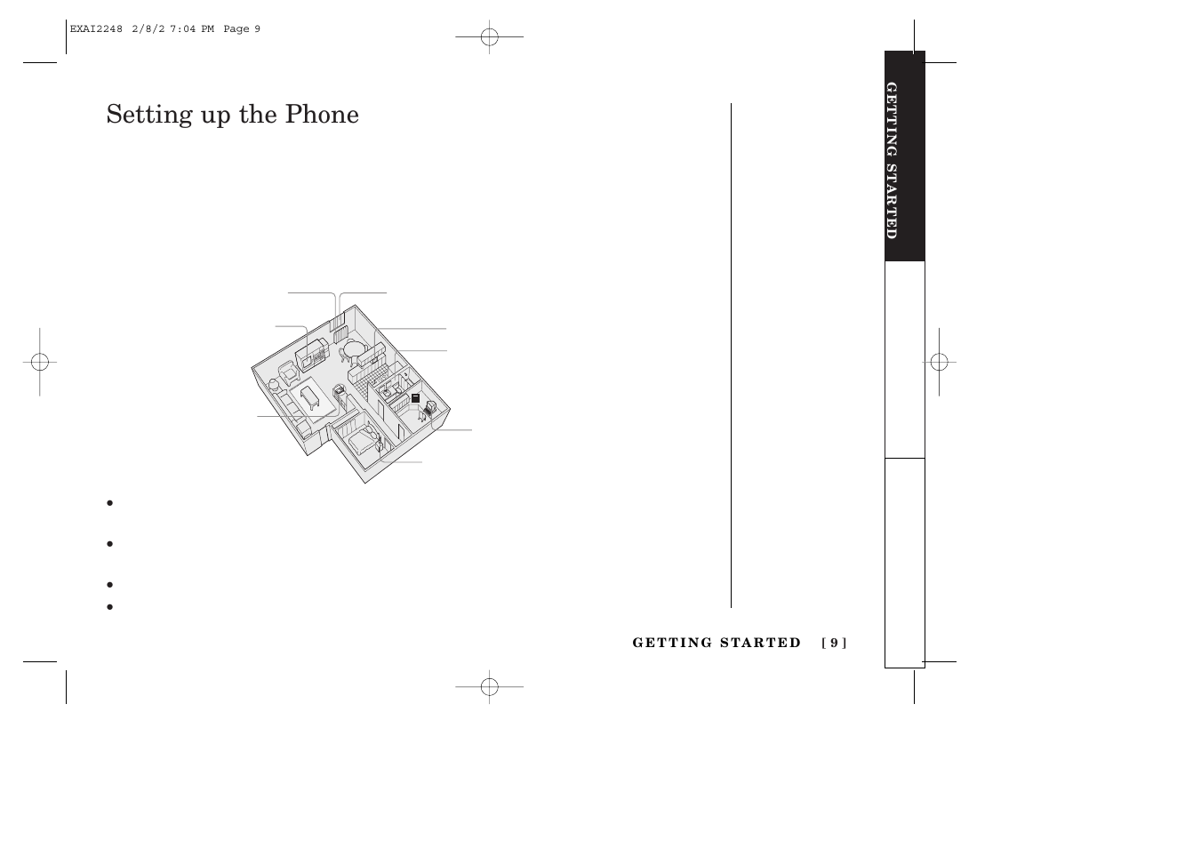 Setting up the phone | Uniden EXAI2248 series User Manual | Page 11 / 68