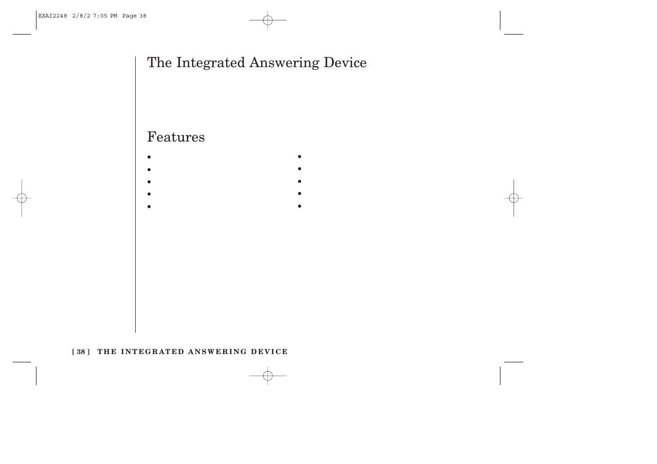 The integrated answering device, Features | Uniden EXAI2248 series User Manual | Page 40 / 68