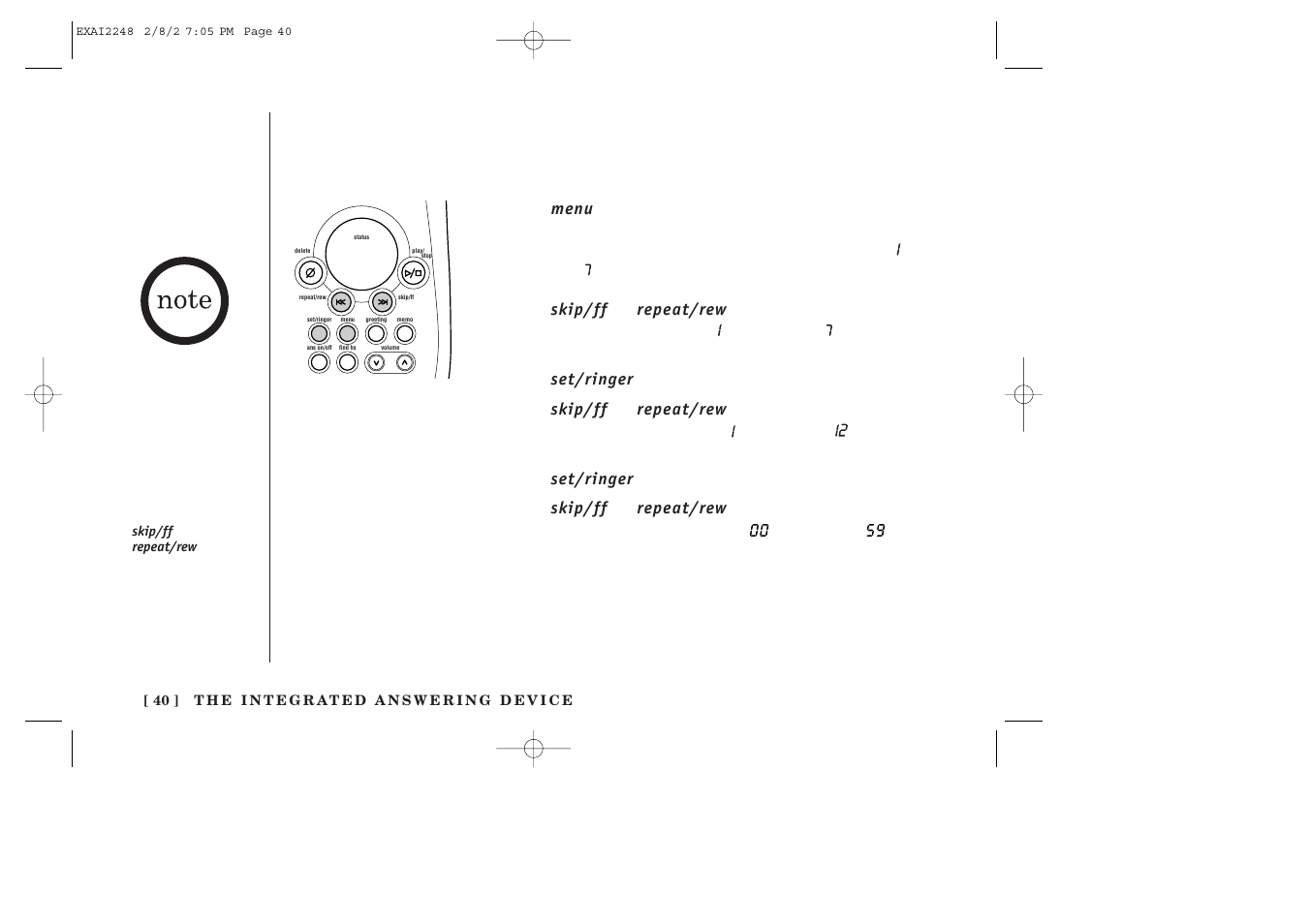 Setting the time | Uniden EXAI2248 series User Manual | Page 42 / 68