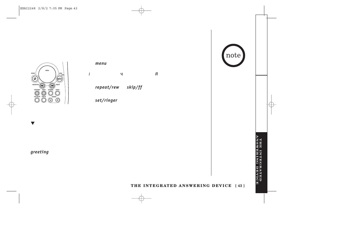 Announce only feature, Selecting the message record time | Uniden EXAI2248 series User Manual | Page 45 / 68