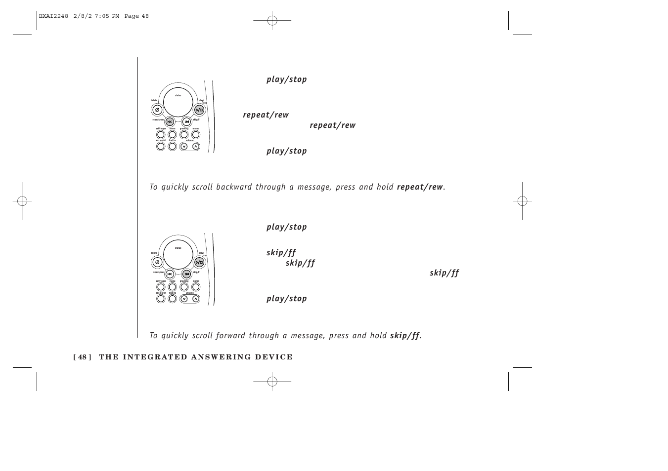 Repeating a message skipping a message | Uniden EXAI2248 series User Manual | Page 50 / 68