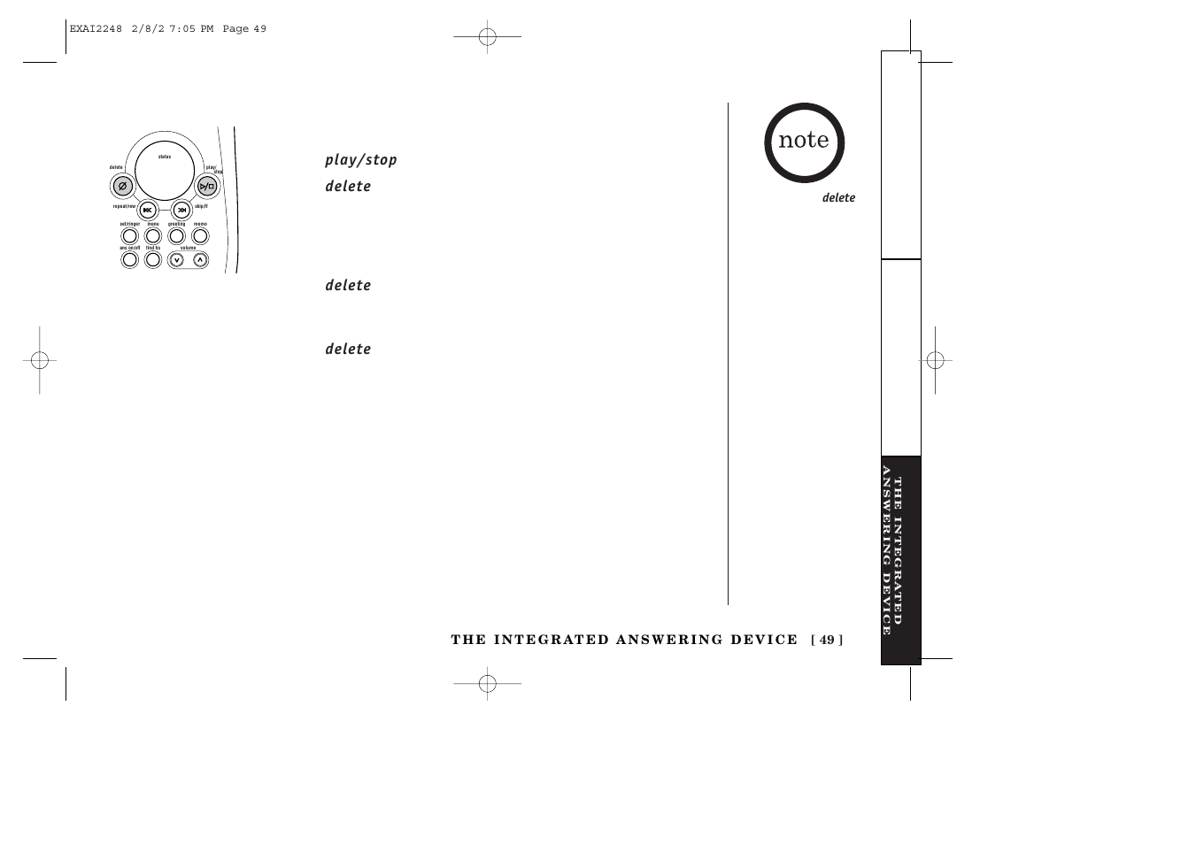 Deleting a message | Uniden EXAI2248 series User Manual | Page 51 / 68