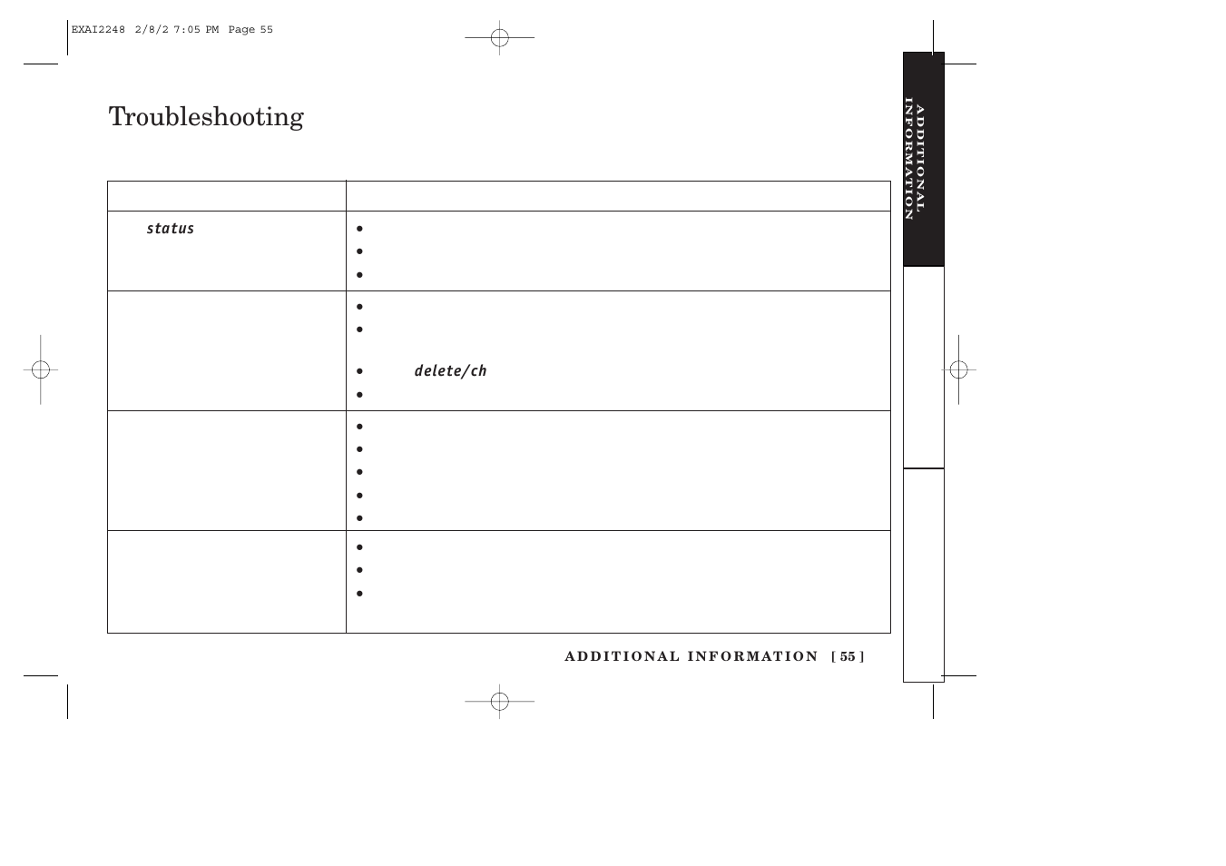 Troubleshooting | Uniden EXAI2248 series User Manual | Page 57 / 68