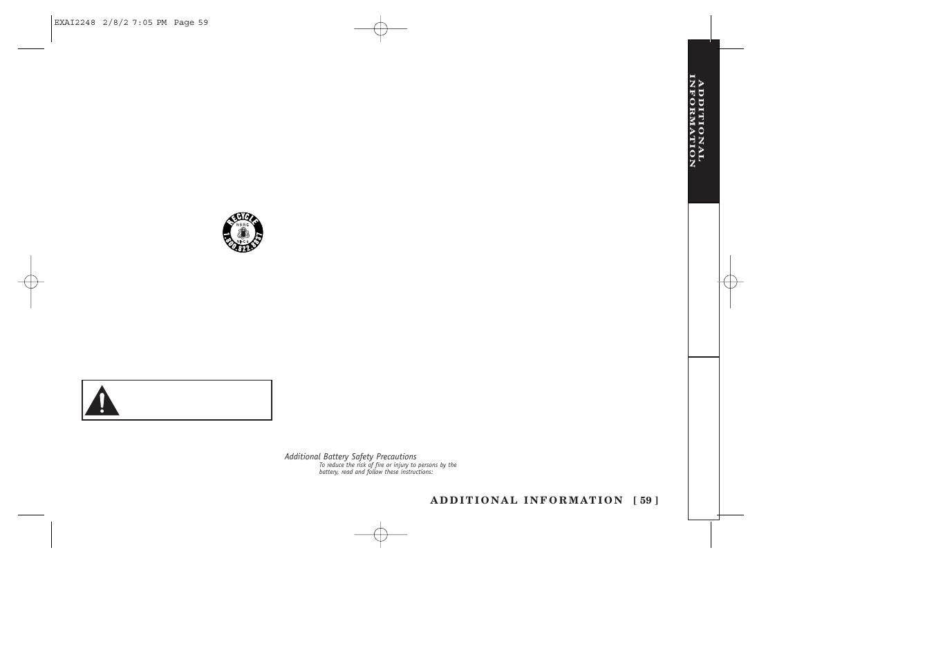 Precautions, Important safety instructions, Important electrical considerations | Uniden EXAI2248 series User Manual | Page 61 / 68
